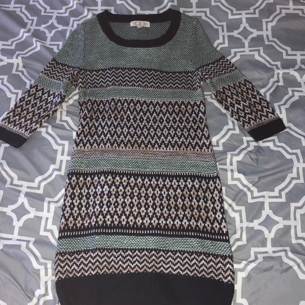 Multi-Colored Striped Sweater Dress